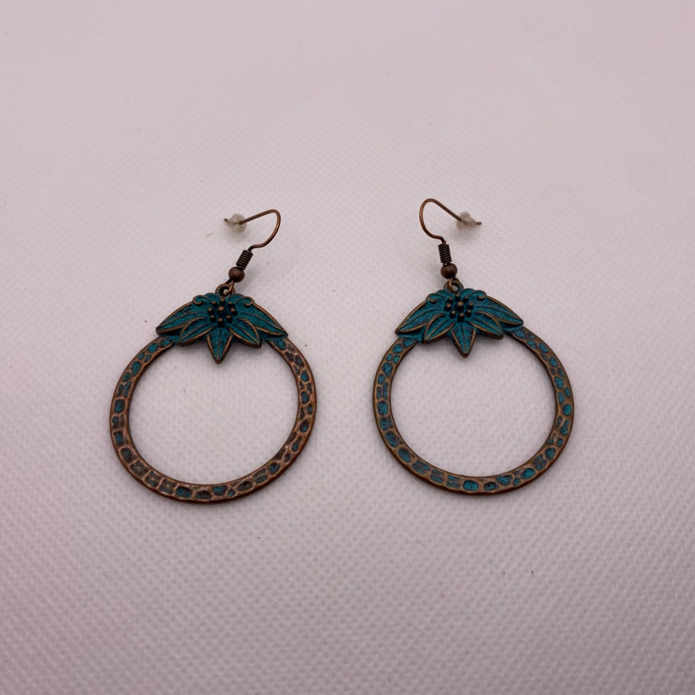 Rustic Turquoise Hoop Earrings